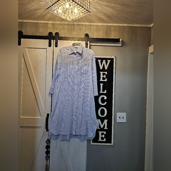 Zara Striped Shirt Dress (size S) in Blue & White. - Picture 1 of 7